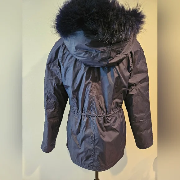 ⭐️ Army Yves Salomon genuine fur lined navy blue parka size 32 - Picture 4 of 16